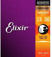 Elixir Strings Phosphor Bronze Acoustic Guitar Strings w NANOWEB, Medium 16102