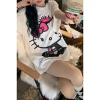 在飛比找蝦皮購物優惠-[Tabby cat]凱蒂貓朋克夏季hellokitty寬鬆