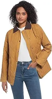 [BQDCQB] Quilted Barn Jacket for Women Corduroy Collar Lightweight Puffer Jackets Casual Winter Coat with Pockets