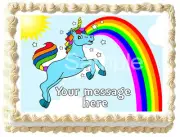 BLUE UNICORN PEGASUS Rainbow Image Edible cake topper