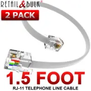 ( 2 Pack ) 1.5 Feet Short Telephone Cable RJ11 (6P4C) 18 inch, Phone Line Cord