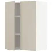 METOD wall cabinet with shelves/2 doors, white/Havstorp beige, 60x37x80 cm