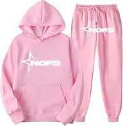 [Generisch] NOFS Jogging Suit, Streetwear Tracksuit for Men, NOFS Tracksuit, Letter Print, Loose Hoodies and Jogging Bottoms, Y2K Tracksuit, Essentials Unisex Pullover, Tech Fleece Suit, rosadodo