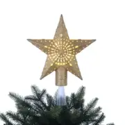 Holiday Time Gold LED Star tree topper 10.75" inch Warm White Lights Plug In NIP