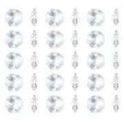 100 Pack K9 Crystal Octagon Beads with 2 Holes 14mm Chandelier Prisms Clear