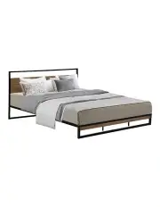[Artiss] King Size Metal Dane Bed Frame in Brown