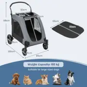 Foldable Large Pet Stroller with Dual Entry, Removable Pad, and Storage Pocket