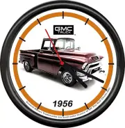 Licensed 1956 GMC Dark Red Stepside Pickup Truck General Motors Wall Clock