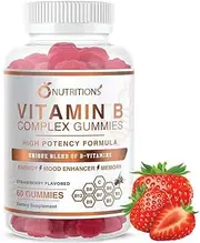 Vegan Vitamin B Complex Gummies with Vitamin B12, B7 as Biotin, B6, B3 as Niacin, B5, B6, B8, B9 as Folate for Stress, Energy and Healthy Immune System-Prenatal Vitamins