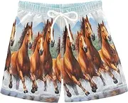 [RPLIFE] Kids Swim Shorts, Anti Chafe Swim Trunks for Boys 2 T, Brown Horses