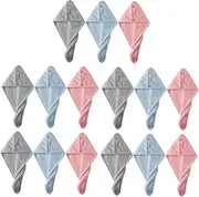 Healvian 5sets Microfiber Hair Towel for Women Silk Hair Wrap for Sleeping for Sleeping Portable Head Wrap 3pcs*5
