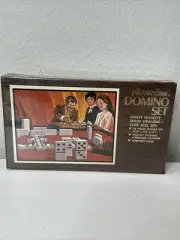 Vintage Pleasantime Opaline Domino Set Walnut Counter Pacific Game Co # 1637 USA
