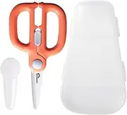 Ceramic Baby Food Scissors with Travel Case, Dust Cover & Safety Lock, Toddle Scissors, Baby Led Weaning Food Cutter, Parent Must have for Baby & Toddle Feeding(Pizza, Meat, & Vegetables) (Orange)