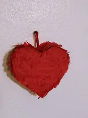Valentine's Day Red Heart Pinata Tab Pull 8"X8"X4" Small Empty Handmade