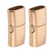 12mm x 6mm Flat Leather Clasps, 2Pcs Steel Clasps for DIY (Rose Gold)