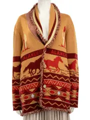 Western Horse Pattern Knit Cardigan