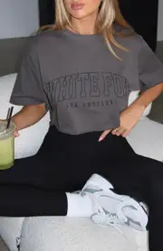 Let's Get Started Oversized Cropped Tee Charcoal