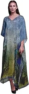 [Phagun] Peacock Mughal Beach Kaftan Bikini Cover up Women's Maxi Dress Long Caftan