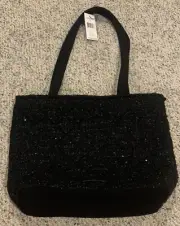 Vera Bradley Black Sequin Tweed Textured Small Tote/Hand Bag NWT 15"x11"x5"