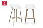 Set of 2 Ovela Leerdam Bar Stools (White), Benches, Stools & Bar Stools,