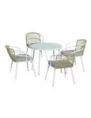 [Gardeon] Aluminum Outdoor Dining Set 5 Piece in White/Grey