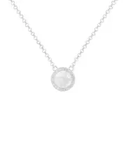 Splendid Pearls Silver 8x8mm Pearl CZ Necklace
