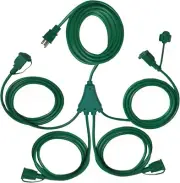 1 to 4 Splitter Extension Cord (Combined 46 FT, End to End 28 FT), 3 Prong Plug