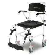 Aluminium Commode Shower Chair with Wheels, 0.125m Tyres, 136kg Capacity