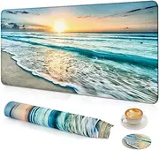 Large Mouse Pad, XXL Big Extended Gaming Mouse Pad,Desk Mat with Coaster and Stitched Edges Mousepad for Gaming Keyboard Computer and Laptop for Office & Home, 31.5'' x15.6'' -Beach
