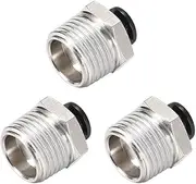 uxcell Straight Pneumatic Push to Quick Connect Fittings 1/2NPT Male X 6mm Tube OD Silver Tone 3pcs