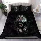 Angry Wolf Animal Black Quilt Duvet Cover Set Children Doona Cover Bed Linen