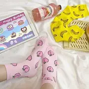 Fruit Printed Socks Green - Cherry - One Size