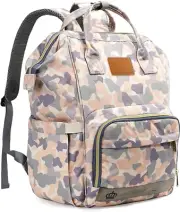 Diaper Bag Backpack for Men Dad, Waterproof Large Canvas Camo Nappy Bags, Baby C