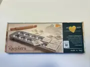 Eppicotispai 12-Hole Aluminum Square Ravioli Maker with Rolling Pin