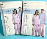 2 Simplicity Sewing Pattern S9207 Unisex Pajamas Sz XS-XL