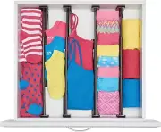 mDesign Expandable Adjustable Dresser Drawer Divider - 8 Pack - Brown / Black
