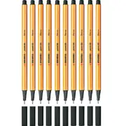 NEW 10x Stabilo 88 Point Fineliner Pen 0.4mm Black Box