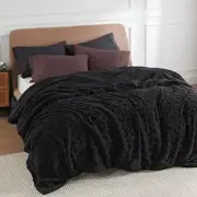 Sherpa King Size Blanket for Bed- Fuzzy Soft Cozy King (108" x 90") 04 - Black