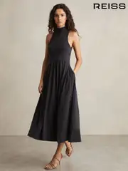 Reiss Navy Blake Jersey Sleeveless Midi Dress (AU4889) | $265