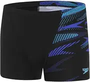 [Speedo] Men's Hyperboom V-Cut Aquashort, Black/Cobalt Pop, 30
