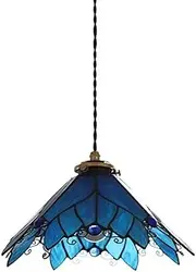 YPDTSNGV Tiffany Art Chandelier Retro Cone Glass Pendant Light Elegant Stained Glass Chandelier Kitchen Island, Modern Nordic Adjustable Brass Ceiling Light Fixture Dinning Room，Indoor Adjustable Heig