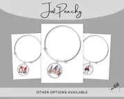 USA America Patriotic Gnome Art Silver Bangle Bracelet Charm Expandable Pick One