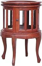 Elegant Vitrine Cabinet Brown 50x50x76 cm, Solid Mahogany Wood, Glass Panels, Entryway Storage, Decorative Furniture, Brass Knobs