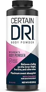 Certain Dri Body Powder for Women, Maximum Sweat Absorption & Moisture Control, 8 Ounces, 1 Pack
