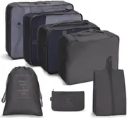 7 Set Packing Cubes Travel Cubes for Suitcases Lightweight Luggage Packing Orginzers for Travel Acessories,Black