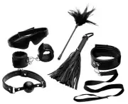 NEW 8 Piece Beginner Bondage Set - Kits BDSM Black Hand Cuffs Sex Toy Fetish