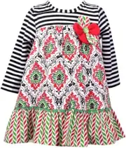 BONNIE BABY GIRLS DRESS & BLOOMER SET DAMASK PRINT HOLIDAY, NWT