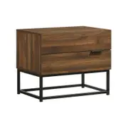 Cody Bedside Table 2 Drawer Industrial Side Table Nightstand Woodgrain