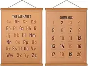 Benjia Alphabet Number Poster Hanger Frame Set of 2, ABC Chart Banner Preschool Educational Learning Poster Nursery Classroom Wall Hanging Decor for Toddler Kids Playroom Homeschool, 12x16 inch