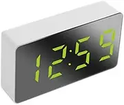Tuperoymse Mini Desk Alarm Clock Digital Mirror LED Temperature USB Bedside Table Travel Clocks for Bedroom Living Home Decor,Green